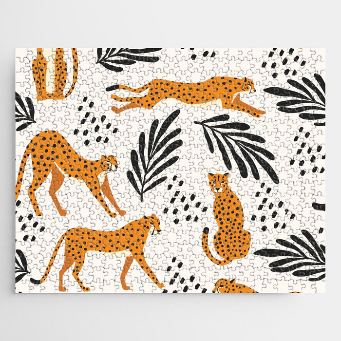 Cheetahs pattern on white Jigsaw Puzzle Gallery Image 1