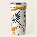 Cheetahs pattern on white Travel Mug Gallery Image 1