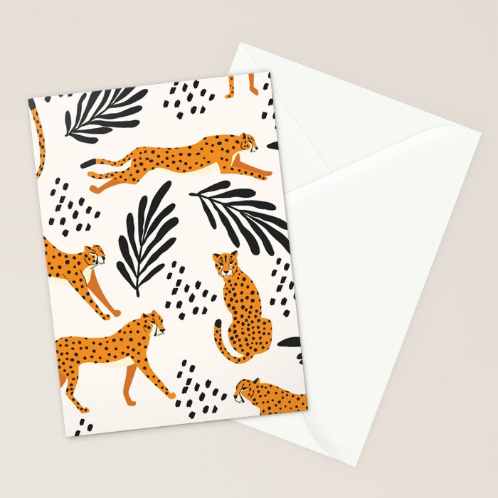 Cheetahs pattern on white Stationery Card Gallery Image 2