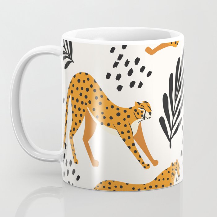 Cheetahs pattern on white Coffee Mug Gallery Image 3