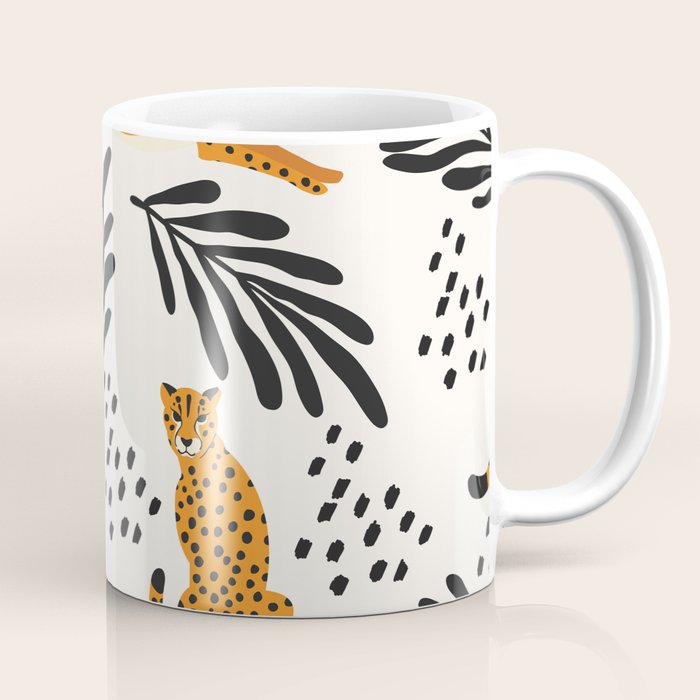 Cheetahs pattern on white Coffee Mug Gallery Image 1