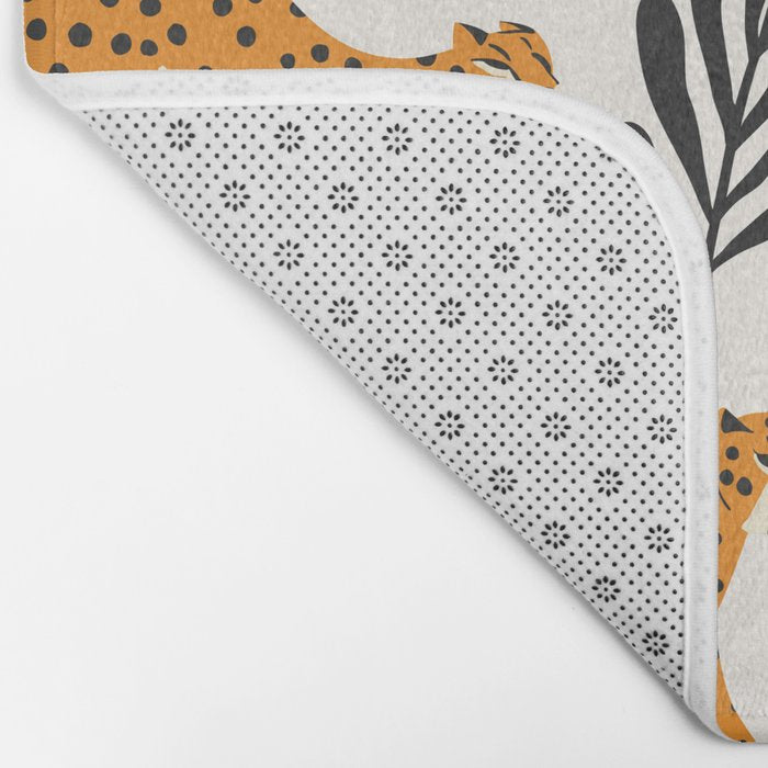 Cheetahs pattern on white Bath Mat Gallery Image 2