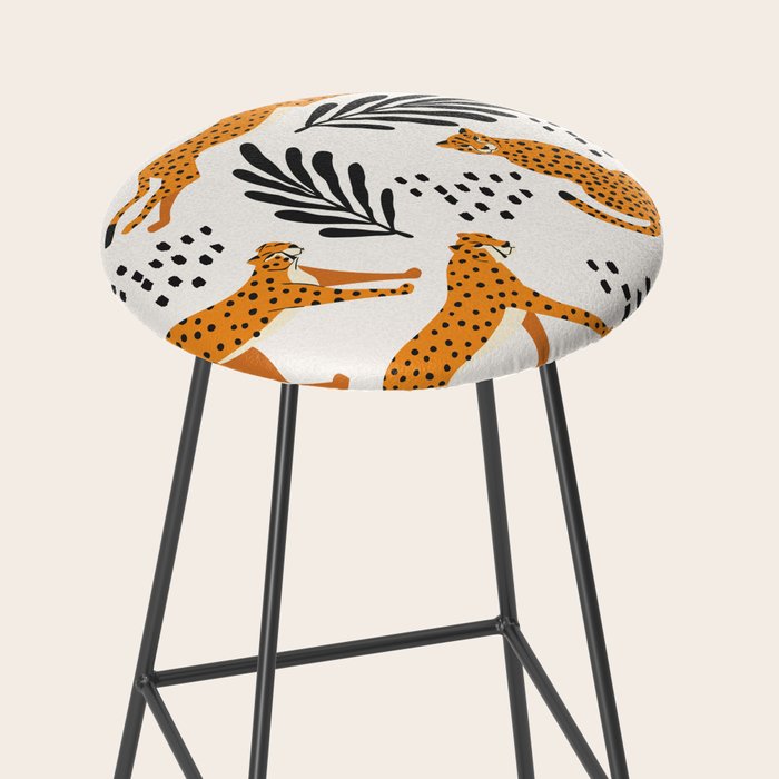 Cheetahs pattern on white Stool Gallery Image 2