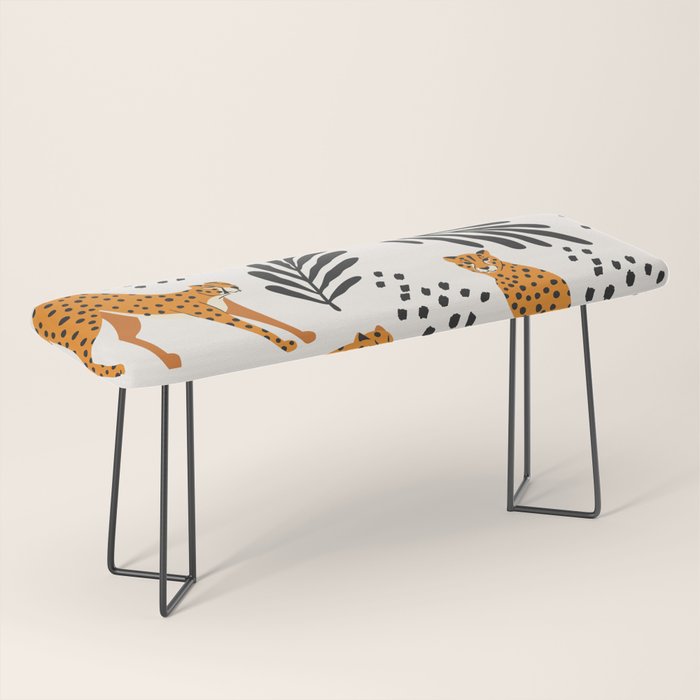 Cheetahs pattern on white Bench Gallery Image 1