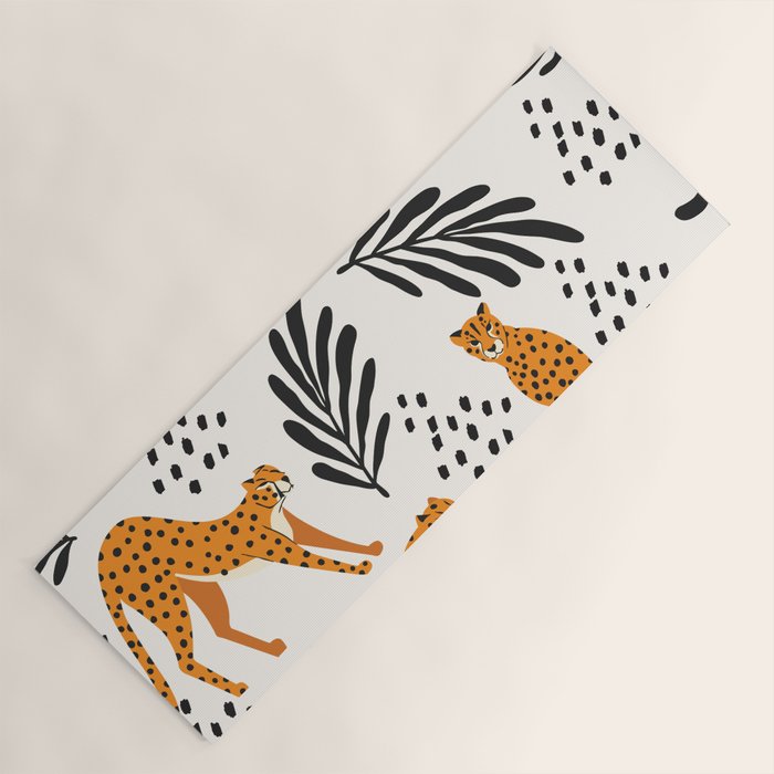 Cheetahs pattern on white Yoga Mat Gallery Image 1