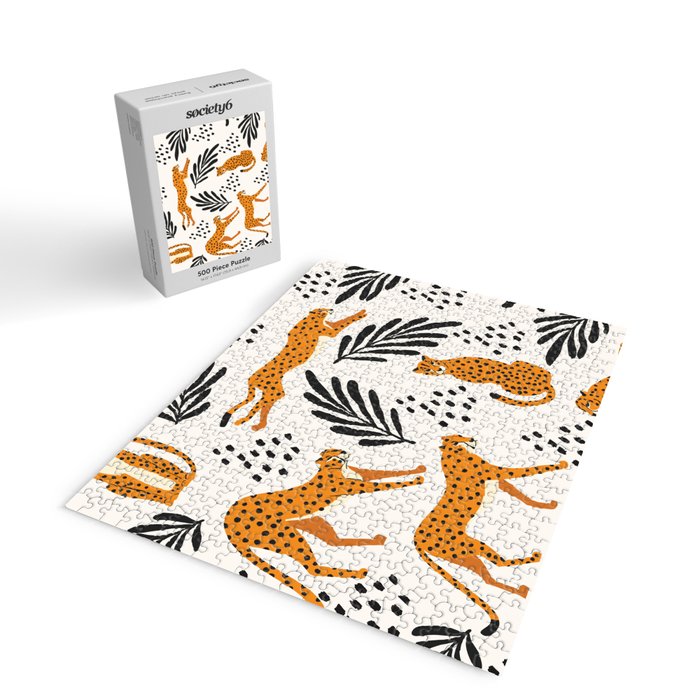 Cheetahs pattern on white Jigsaw Puzzle Gallery Image 2