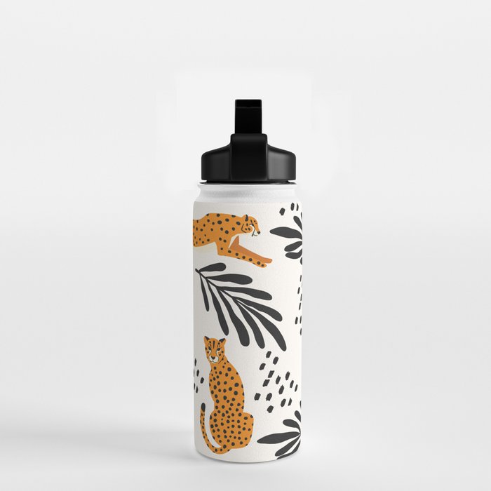 Cheetahs pattern on white Water Bottle Gallery Image 2