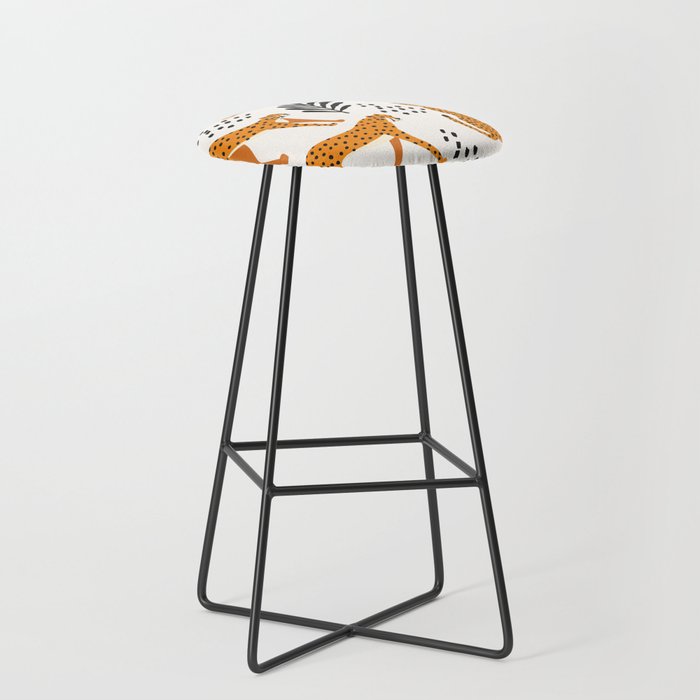 Cheetahs pattern on white Stool Gallery Image 1