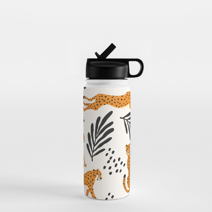 Cheetahs pattern on white Water Bottle Gallery Image 1