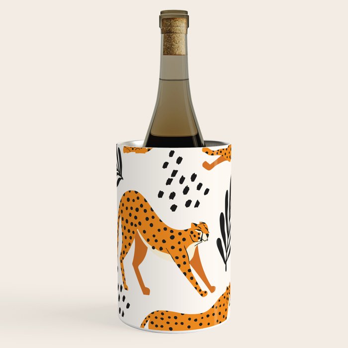 Cheetahs pattern on white Wine Chiller Gallery Image 2