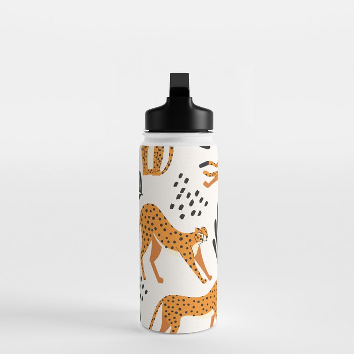 Cheetahs pattern on white Water Bottle Gallery Image 3