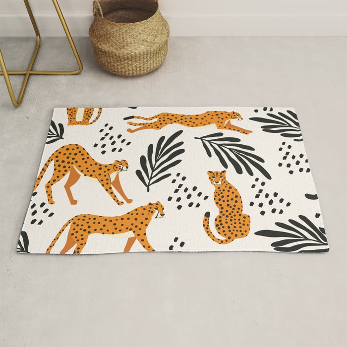 Cheetahs pattern on white Rug Gallery Image 1