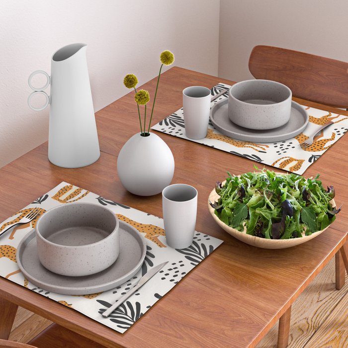Cheetahs pattern on white Placemat Gallery Image 2