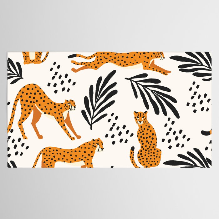 Cheetahs pattern on white Tablecloth Gallery Image 2