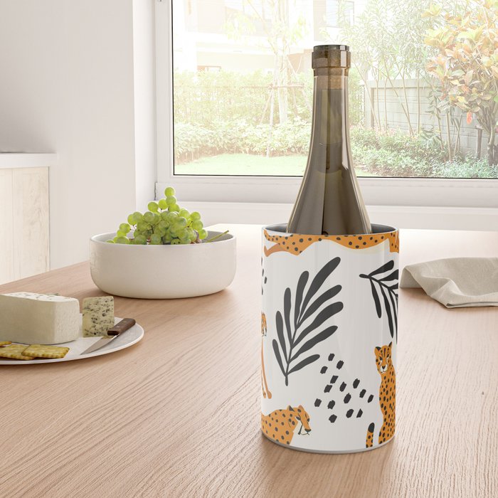 Cheetahs pattern on white Wine Chiller Gallery Image 4