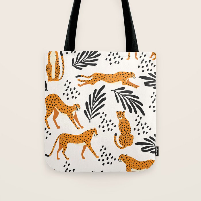 Cheetahs pattern on white Tote Bag Gallery Image 1