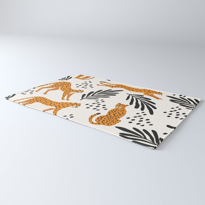 Cheetahs pattern on white Rug Gallery Image 3