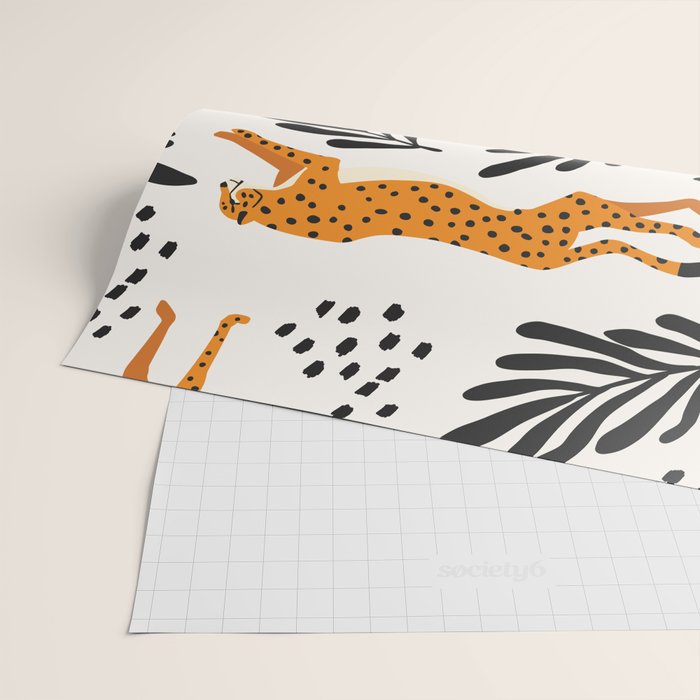 Cheetahs pattern on white Wrapping Paper Gallery Image 2