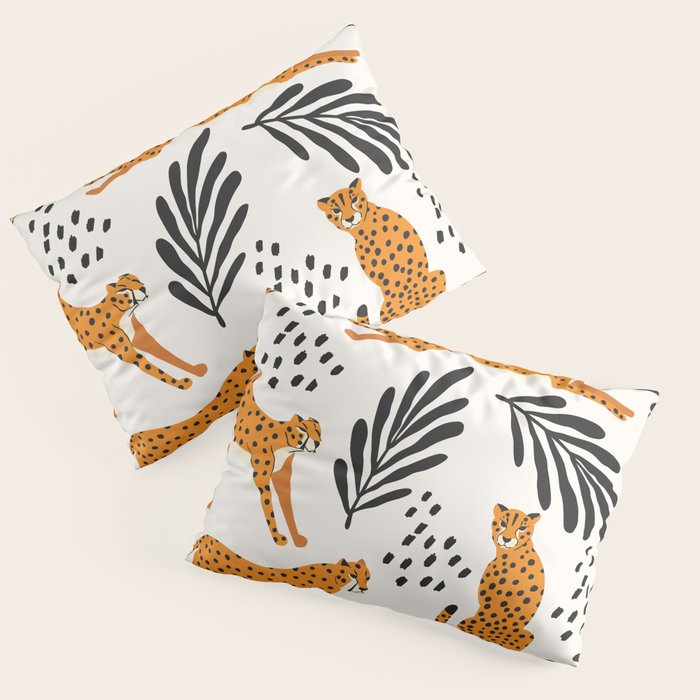 Cheetahs pattern on white Pillow Sham Gallery Image 1