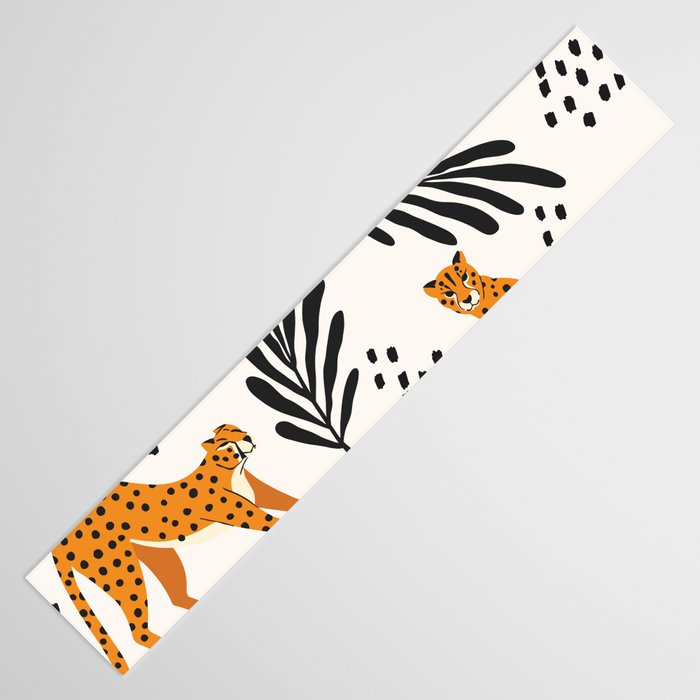 Cheetahs pattern on white Table Runner Gallery Image 3