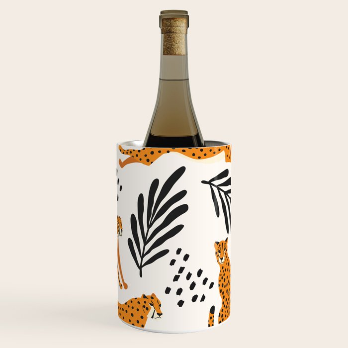 Cheetahs pattern on white Wine Chiller Gallery Image 1