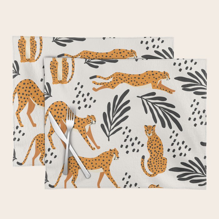 Cheetahs pattern on white Placemat Gallery Image 1