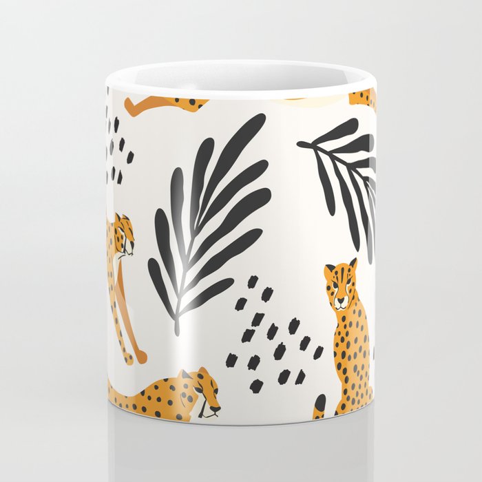 Cheetahs pattern on white Coffee Mug Gallery Image 4