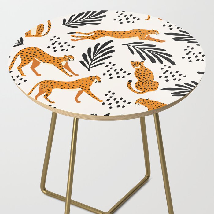 Cheetahs pattern on white Side Table Gallery Image 2