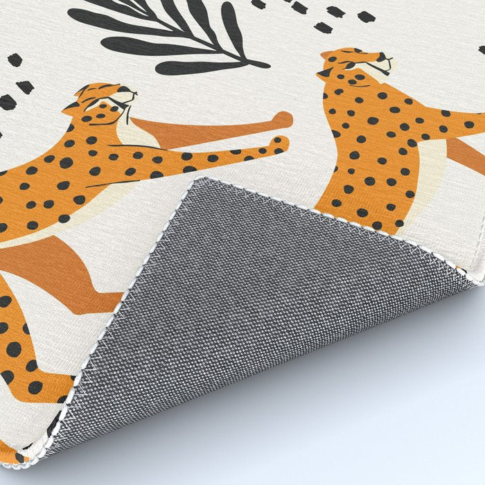 Cheetahs pattern on white Rug Gallery Image 4