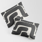 Black Ink Paint Brush Strokes Abstract Organic Pattern Mid Century Style Pillow Sham Gallery Image 3