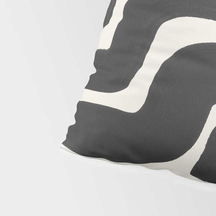 Black Ink Paint Brush Strokes Abstract Organic Pattern Mid Century Style Pillow Sham Gallery Image 4