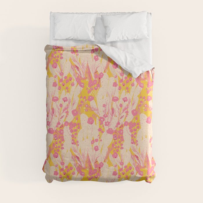 Desert Flowers - pink & yellow Duvet Cover