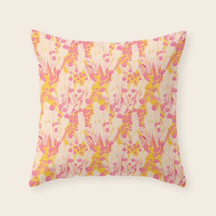 Desert Flowers - pink & yellow Throw Pillow Gallery Image 6