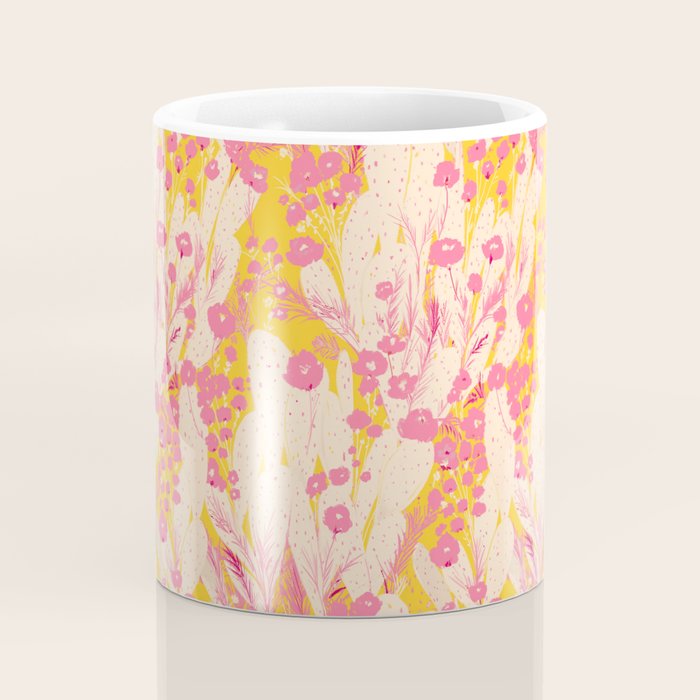 Desert Flowers - pink & yellow Coffee Mug Gallery Image 4