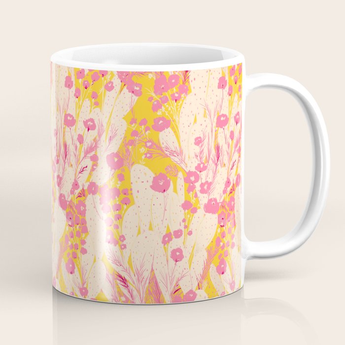 Desert Flowers - pink & yellow Coffee Mug Gallery Image 1