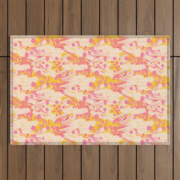 Desert Flowers - pink & yellow Outdoor Rug Gallery Image 1