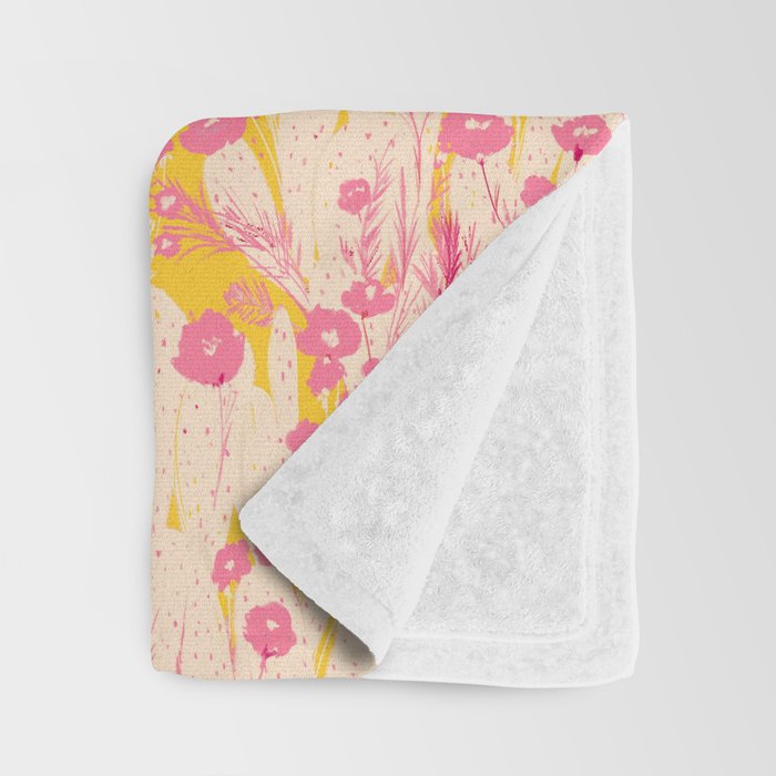 Desert Flowers - pink & yellow Throw Blanket Gallery Image 3