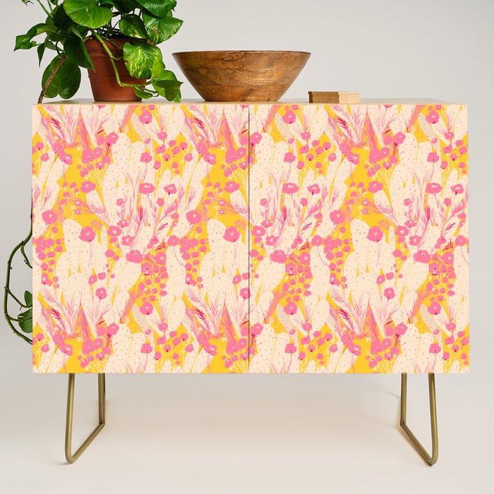 Desert Flowers - pink & yellow Credenza Gallery Image 1