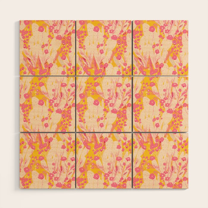 Desert Flowers - pink & yellow Wood Wall Art Gallery Image 1