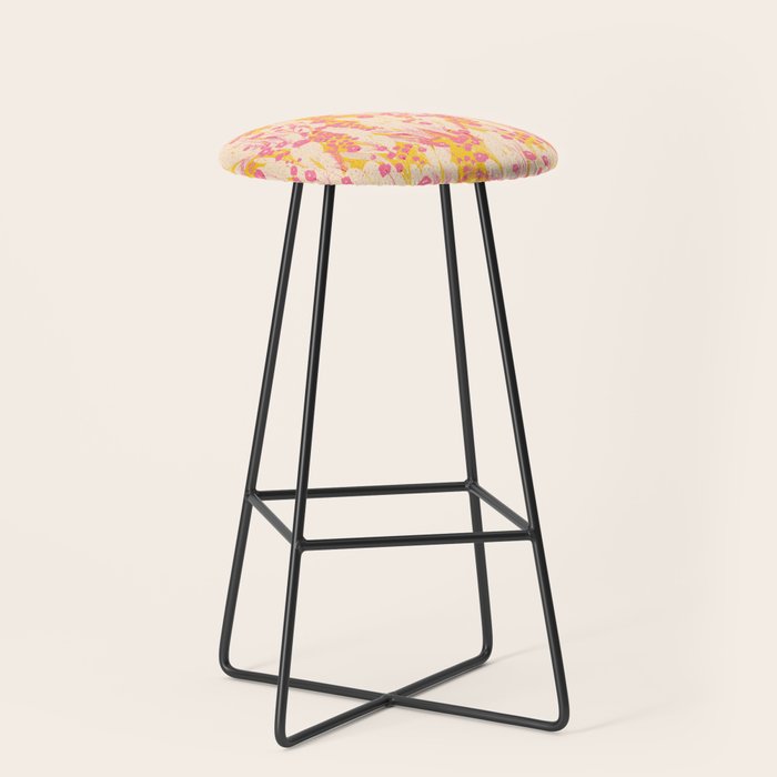 Desert Flowers - pink & yellow Stool Gallery Image 1