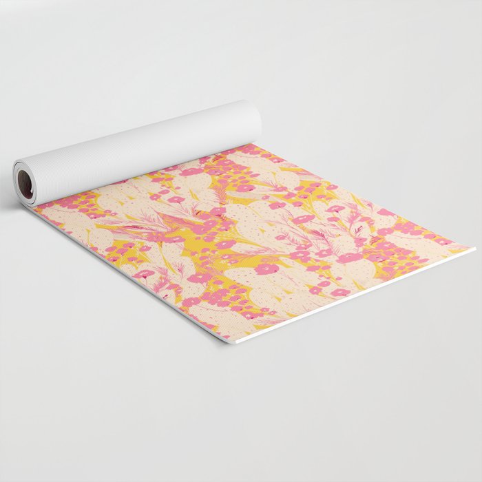 Desert Flowers - pink & yellow Yoga Mat Gallery Image 2