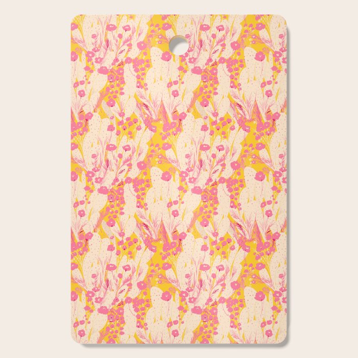 Desert Flowers - pink & yellow Cutting Board Gallery Image 1