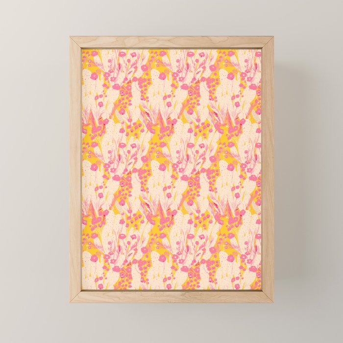 Desert Flowers - pink & yellow Mini Art Print Gallery Image 1