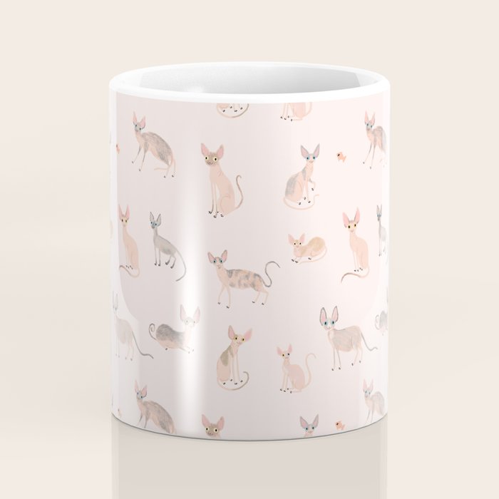 Sphynx Cats - No Furr Don't Care - Cat Pink Coffee Mug Gallery Image 4