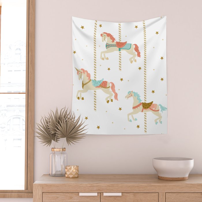 Carousel Horses Wall Tapestry Gallery Image 2