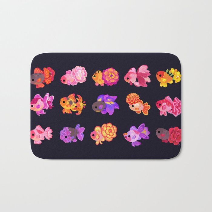 Flower goldfish - dark Bath Mat Gallery Image 1