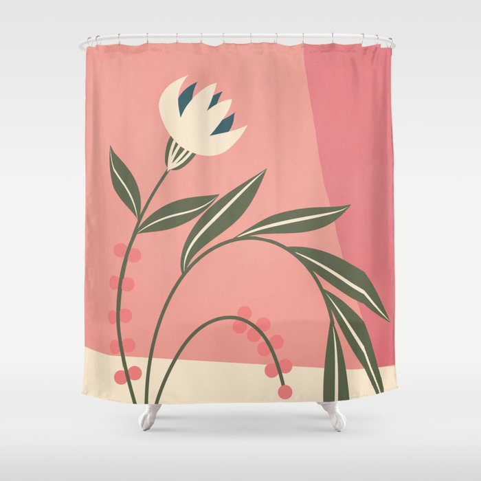Minimal Abstract Flowers 21 Shower Curtain Gallery Image 1