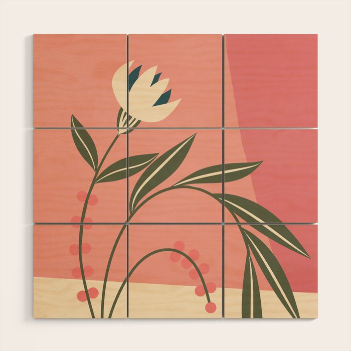 Minimal Abstract Flowers 21 Wood Wall Art Gallery Image 1