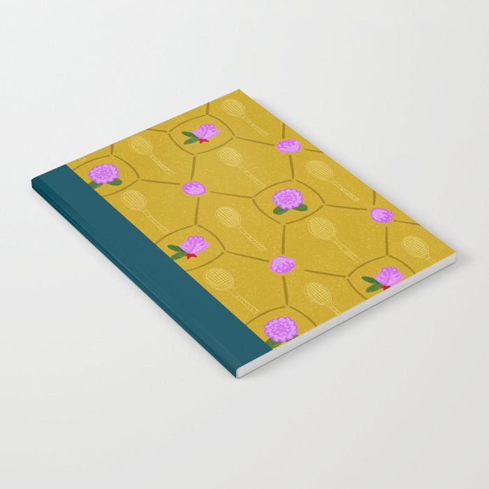 Tennis Rackets & Roses in Ochre & Purple Notebook Gallery Image 1