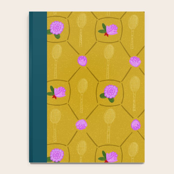 Tennis Rackets & Roses in Ochre & Purple Notebook Gallery Image 4